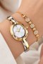 Oval Case Gold and Silver Color Adjustable Clamp Cord Women's Wristwatch with Special Box.Hmby2066C1