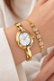 Oval Case Gold Color Adjustable Clamp Cord Women's Wristwatch with Special Box.Hmby2066C1 - 2