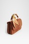 Women's Lavender Tan Suede Scarf Gift Covered 2-Compartment Mini Magnet Closure Hand and Shoulder Bag - 2