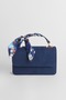 Women's Lavender Navy Blue Suede Scarf Gift Covered 2-Compartment Mini Magnet Closure Hand and Shoulder Bag