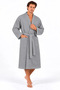 Pique Bathrobe Dressing Gown with Piping for Men Silver Gray