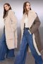 Vison-Ecru Reversible Fur-Trimmed Mono-Closure Oversized Long Suede Coat TWOAW26KB00003