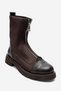 Martos Brown Leather Stretch Front Zipper Women's Boots - 6