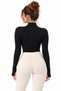 2-Black Half Turtleneck Finger Loop Long Sleeve Body/Blouse - Pack of 2 - 5