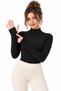 2-Black Half Turtleneck Finger Loop Long Sleeve Body/Blouse - Pack of 2 - 6