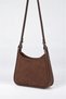 Women's Selvi Brown Suede Piping Detailed Double Strap Zipper Closure Shoulder Bag - 5