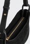 Women's Selvi Black Suede Piping Detailed Double Strap Zipper Closure Shoulder Bag - 7