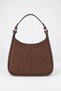 Women's Selvi Brown Suede Piping Detailed Double Strap Zipper Closure Shoulder Bag - 3
