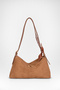 Women's Şebnem Taba Suede Bow Scarf Gift Strap Lined Zippered Shoulder Bag - 4