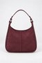 Women's Selvi Burgundy Suede Piping Detailed Double Strap Zipper Closure Shoulder Bag - 3