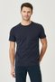 Men's White-Black-Navy-Blue-Right Slim Fit Slim Fit Crew Neck 100% Cotton 4-Piece Basic T-Shirts Pack - 5
