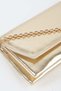 Women's Gold Envelope Design 2-Compartment Mini Chain Strap Snap Closure Clutch and Handbag - 5