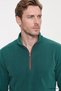 Men's Green Warm Standard Fit Regular Cut Bato Collar Double Fleto Pocket Sweatshirt Fleece - 7