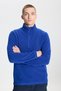Men's Cobalt Blue Anti-pilling Non-Pilling Heat-Protecting Standard Fit Stand-Up Collar Fleece Sweatshirt - 6