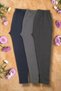 Winter Leggings 3-Pack Anthracite Smoked Navy Blue Elastic Waist Ribbed Long Comfortable Cut - 2