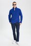 Men's Cobalt Blue Anti-pilling Non-Pilling Heat-Protecting Standard Fit Stand-Up Collar Fleece Sweatshirt - 5