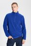 Men's Cobalt Blue Anti-pilling Non-Pilling Heat-Protecting Standard Fit Stand-Up Collar Fleece Sweatshirt - 3