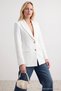 White Fitted/Body-Hugging Accessory Buttoned Collar Detail Lined Padded Blazer Jacket TWOSS26BC00028 - 4