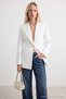 White Fitted/Body-Hugging Accessory Buttoned Collar Detail Lined Padded Blazer Jacket TWOSS26BC00028 - 3