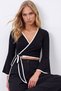 Black Spanish Sleeve Trim Detailed Double-Breasted Blouse Alc-X13893 - 4