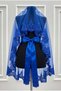Cobalt Blue Sparkling Laced Bridal Veil Set Wedding Henna Night Face Cover Veil Girdle Gloves - 6
