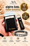 Men's Gift Set – Mechanical Leather Wallet with Card Holder, Paper Money Compartment, Steel Bracelet and Keychain