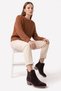 Dovena Brown Suede Genuine Leather Elastic Women's Heeled Boots - 3