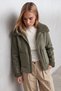 Women's Khaki Double Pocket Faux Leather Biker Jacket with Fur Inside Prm0408 - 3