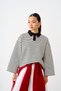 Women's Shirt Collar Half-Buttoned Striped Sweatshirt, Black - 8