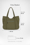 Women's Bamboo Khaki Large Shoulder Tote Bag with Back Zipper Pocket and Lined Zipper Closure. - 2