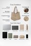 Women's Bamboo Dark Brown Large Shoulder Tote Bag with Back Zipper Pocket and Lined Interior. - 4