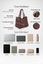 Women's Bamboo Brown Large Shoulder Tote Bag with Back Zipper Pocket and Lined Interior. - 4