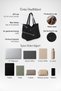 Women's Bamboo Black Large Size Shoulder Tote Bag with Back Zipper Pocket and Lined Zipper Closure. - 4
