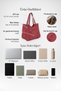 Women's Bamboo Burgundy Large Shoulder Tote Bag with Back Zipper, Pockets, and Lined Interior. - 4