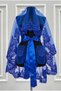 Cobalt Blue Sparkling Laced Bridal Veil Set Wedding Henna Night Face Cover Veil Girdle Gloves - 2