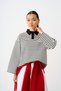 Women's Shirt Collar Half-Buttoned Striped Sweatshirt, Black - 7