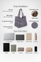 Women's Bamboo Grey Large Shoulder Tote Bag with Back Zipper Pocket and Lined Interior. - 4
