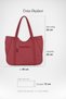 Women's Bamboo Burgundy Large Shoulder Tote Bag with Back Zipper, Pockets, and Lined Interior. - 2