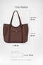 Women's Bamboo Brown Large Shoulder Tote Bag with Back Zipper Pocket and Lined Interior. - 2