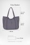 Women's Bamboo Grey Large Shoulder Tote Bag with Back Zipper Pocket and Lined Interior. - 2
