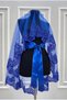 Cobalt Blue Sparkling Laced Bridal Veil Set Wedding Henna Night Face Cover Veil Girdle Gloves - 5