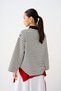 Women's Shirt Collar Half-Buttoned Striped Sweatshirt, Black - 10