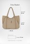 Women's Bamboo Dark Brown Large Shoulder Tote Bag with Back Zipper Pocket and Lined Interior. - 2