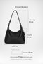 Women's Sahra Black Faux Leather Multi-Compartment Adjustable Strap Zippered Lined Hobo Shoulder Bag. - 3