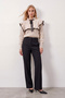 Beige Collar Tie Detail Ruffled Thessaloniki Knit Crop Sweater Alc-X9792 - 2
