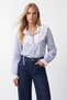 Blue Striped Woven Shirt with Laced Collar and Cuffs Alc-X7828 - 3