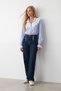 Blue Striped Woven Shirt with Laced Collar and Cuffs Alc-X7828 - 2