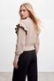 Beige Collar Tie Detail Ruffled Thessaloniki Knit Crop Sweater Alc-X9792 - 5