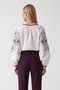 White Balloon Sleeve Embroidered Collarless Shirt Alc-X11290 - 5