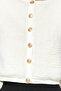 Ecru Gold Buttoned Plush Crop Knitted Cardigan TWOAW24HI00412 - 5